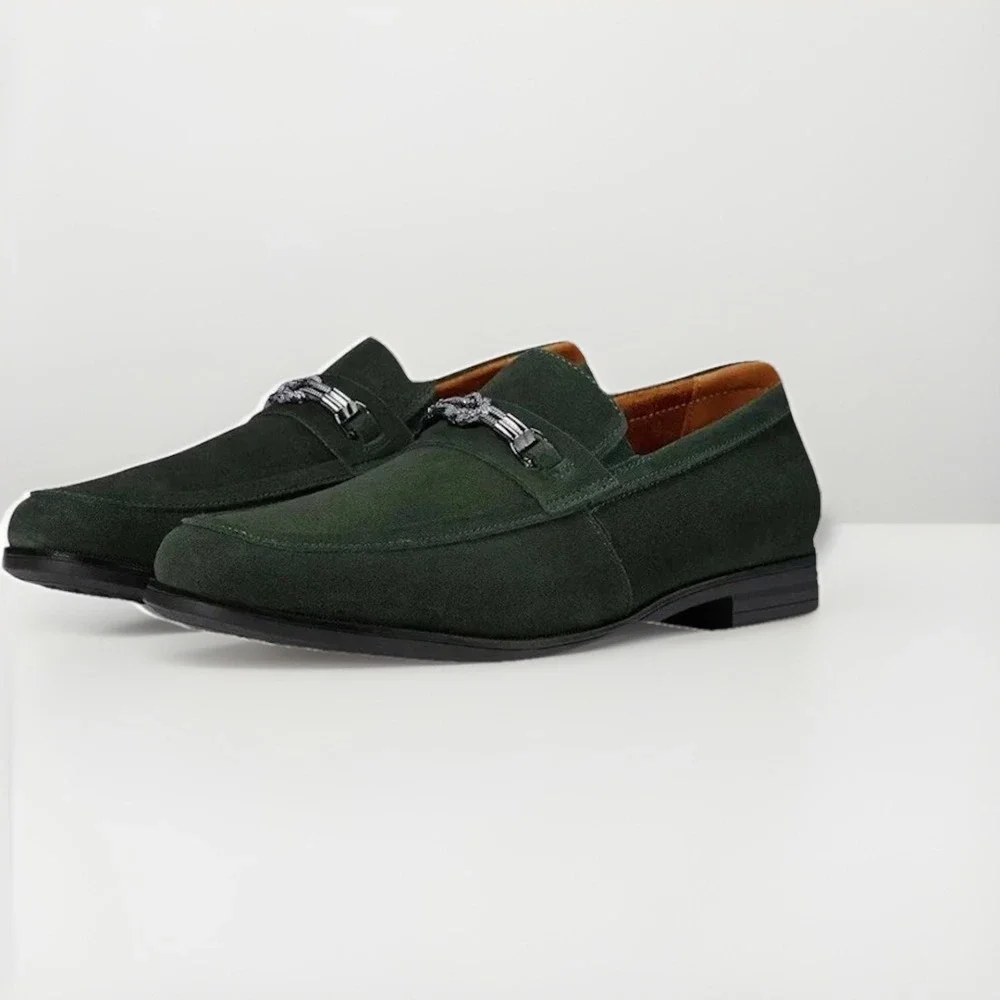 Stacy Adams Ravelle Men's Size 7 Suede Loafers Moc Toe Bit Slip on Shoes Green
